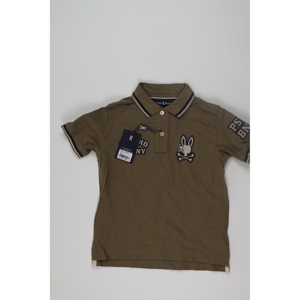 Psycho Bunny Boys Polo Wade All Over Pique Brown Solid XS 5-6 NWT $110